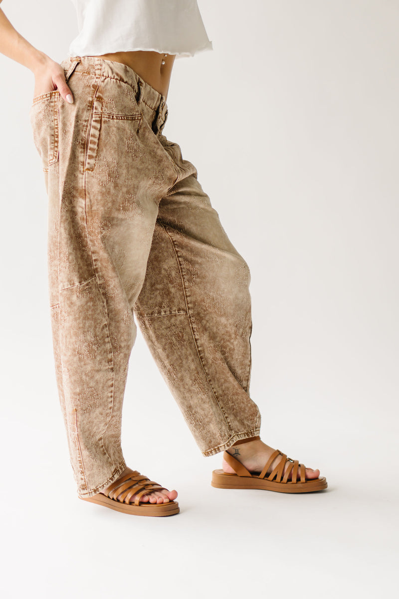 The Lavery Floral Barrel Jean in Almond