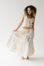 The Finnigan Embroidered Linen Maxi Skirt in Natural