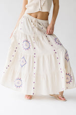 The Finnigan Embroidered Linen Maxi Skirt in Natural