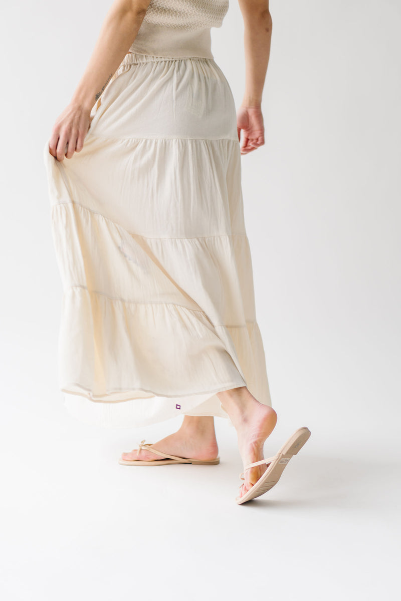 The Finnigan Embroidered Linen Maxi Skirt in Natural