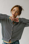 The Ferguson Striped Button-Up Sweater in Navy + Ivory