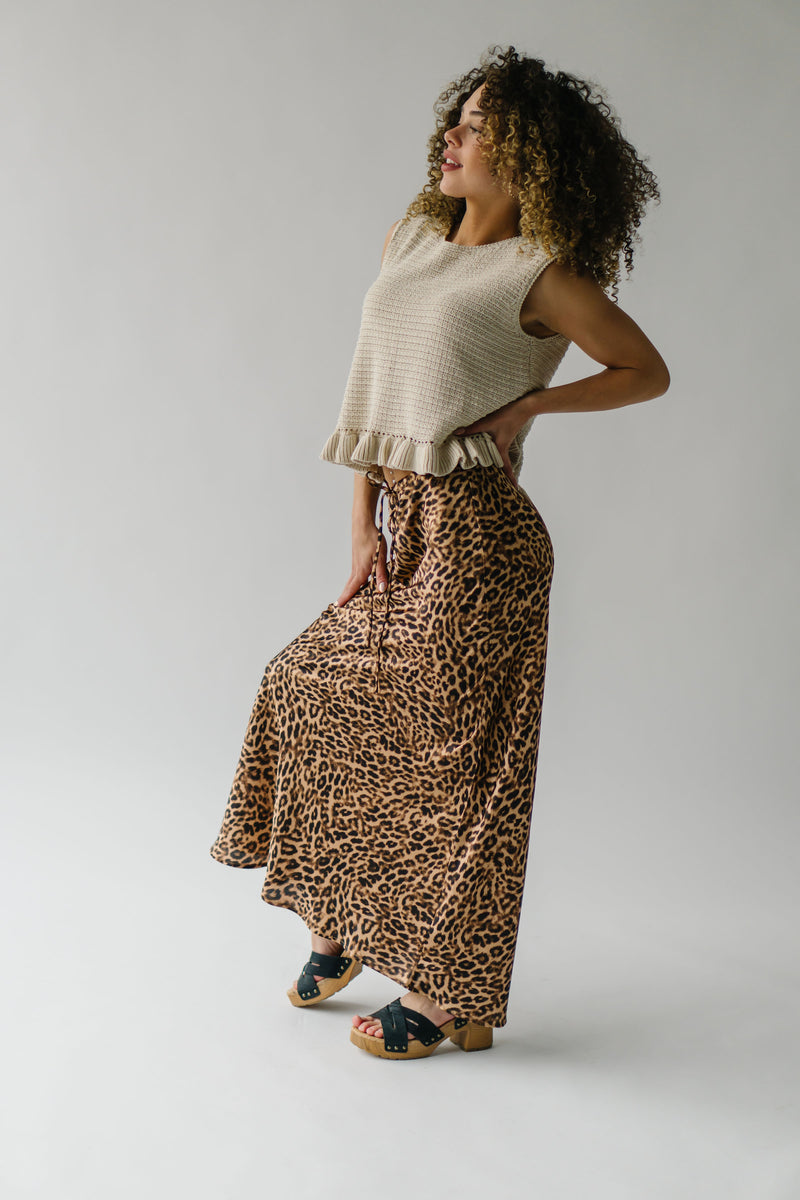 The Tidmore Satin Maxi Skirt in Leopard