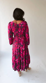 The Oscar Floral Midi Dress in Ruby Plum