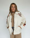 The Skilton Embroidered Denim Jacket in Cream