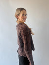 The Abigail Knit Crochet Cardigan in Brown