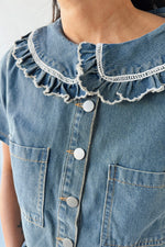 The Marasol Ruffle Collared Blouse in Denim