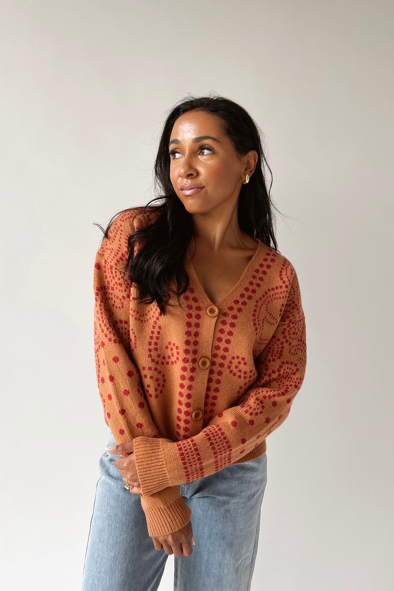 The Jepson Patterned Sweater in Ginger Red
