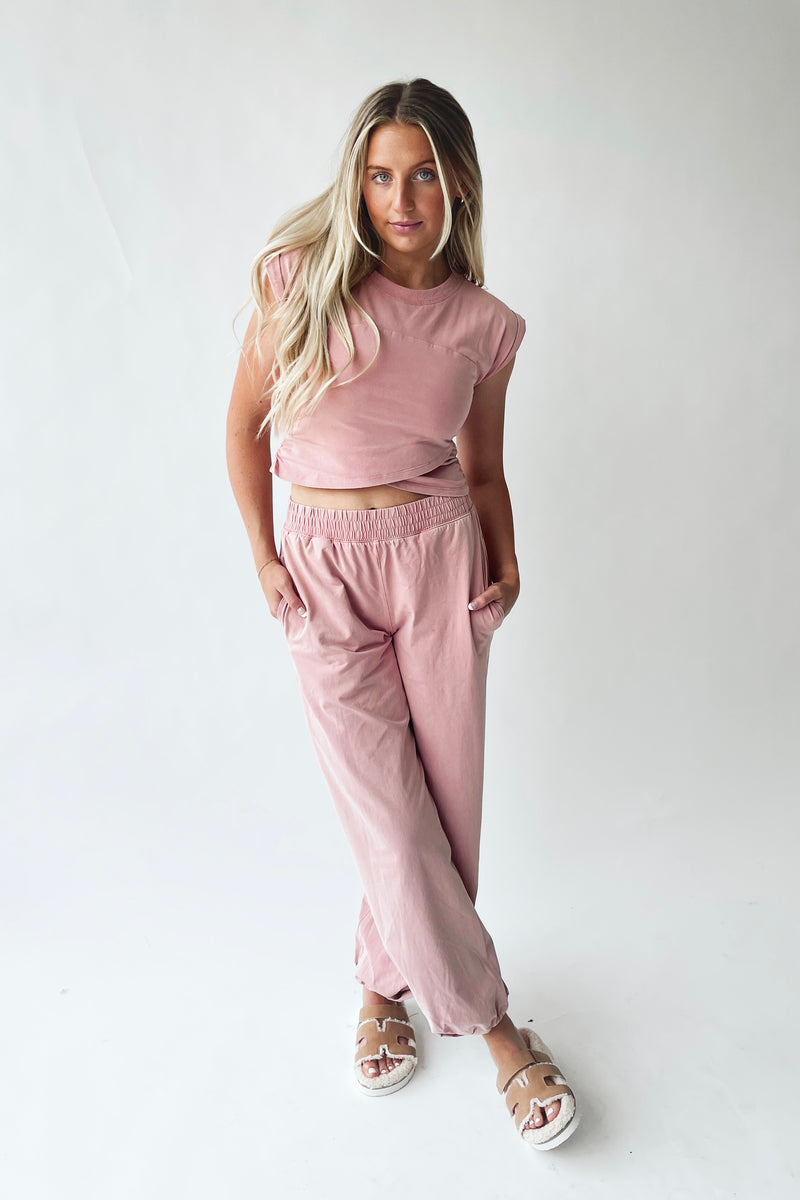 The Hintze Mineral Washed Jogger in Dusty Rose