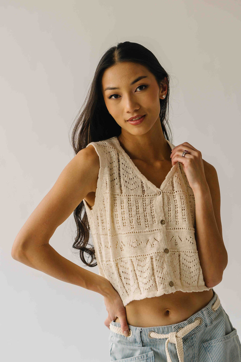 The Darla Crochet Vest in Cream
