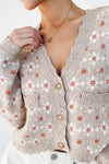The Ledford Floral Button-Up Cardigan in Oatmeal