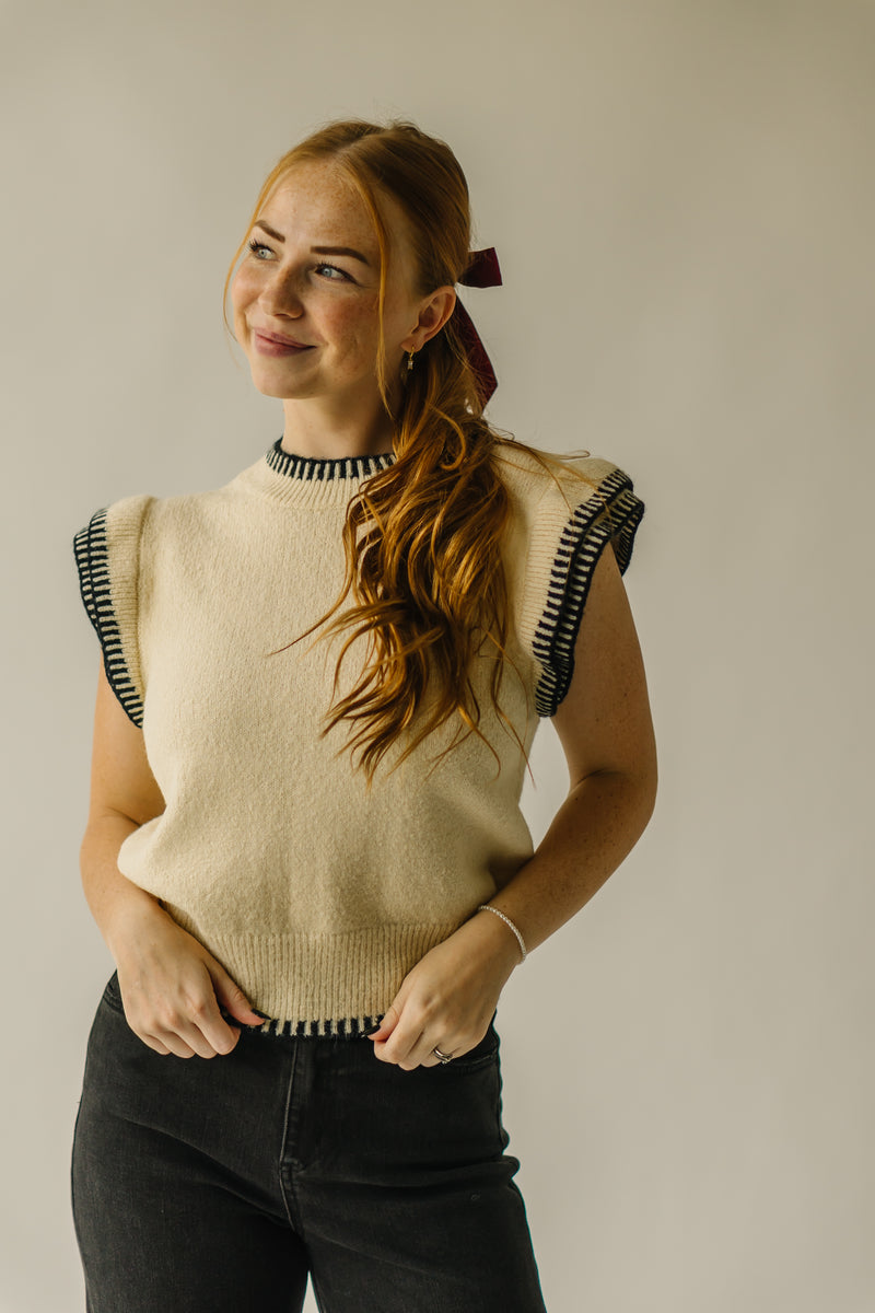 The Denger Ruffle Sleeve Sweater in Cream