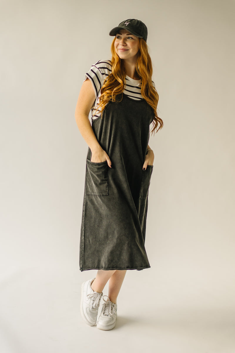 The Sidner Overall Midi Dress in Black