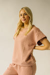 The Calista Textured Blouse in Dusty Pink
