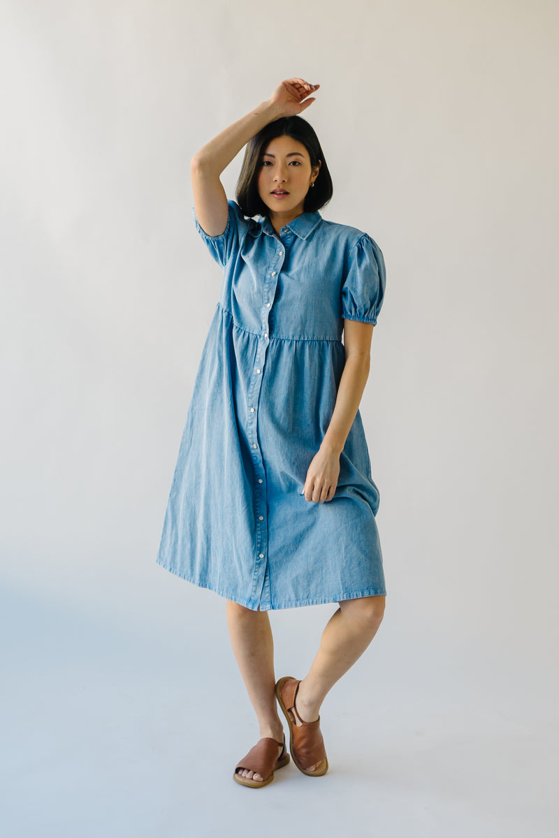 The Celeste Button-Up Dress in Denim