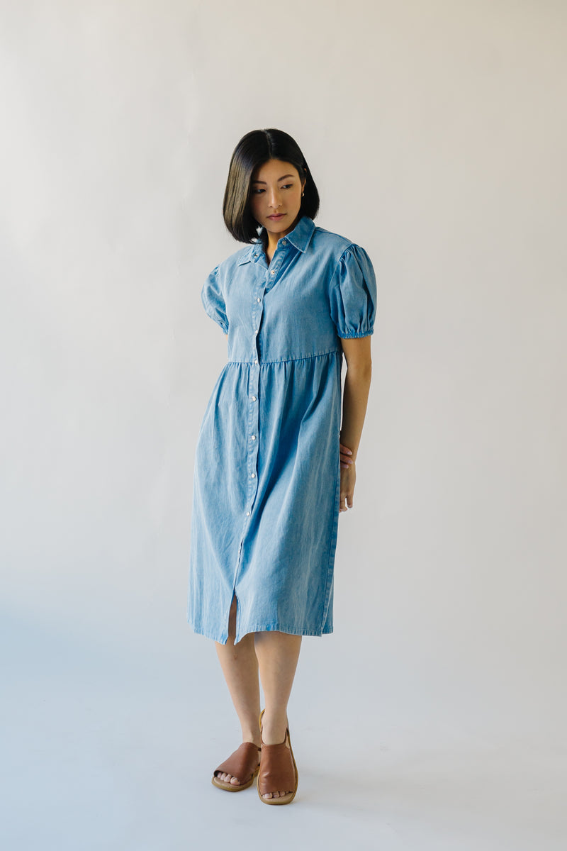 The Celeste Button-Up Dress in Denim