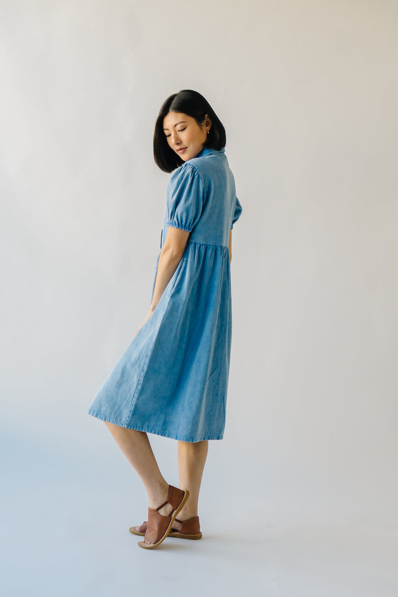 The Celeste Button-Up Dress in Denim