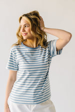 The Nolan Striped Tee in Powder Blue