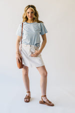The Nolan Striped Tee in Powder Blue