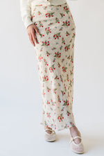 The Samira Floral Maxi Skirt in Cream