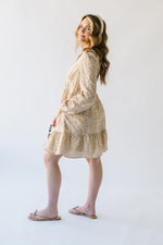 The Latimer Embroidered Button-Up Dress in Taupe