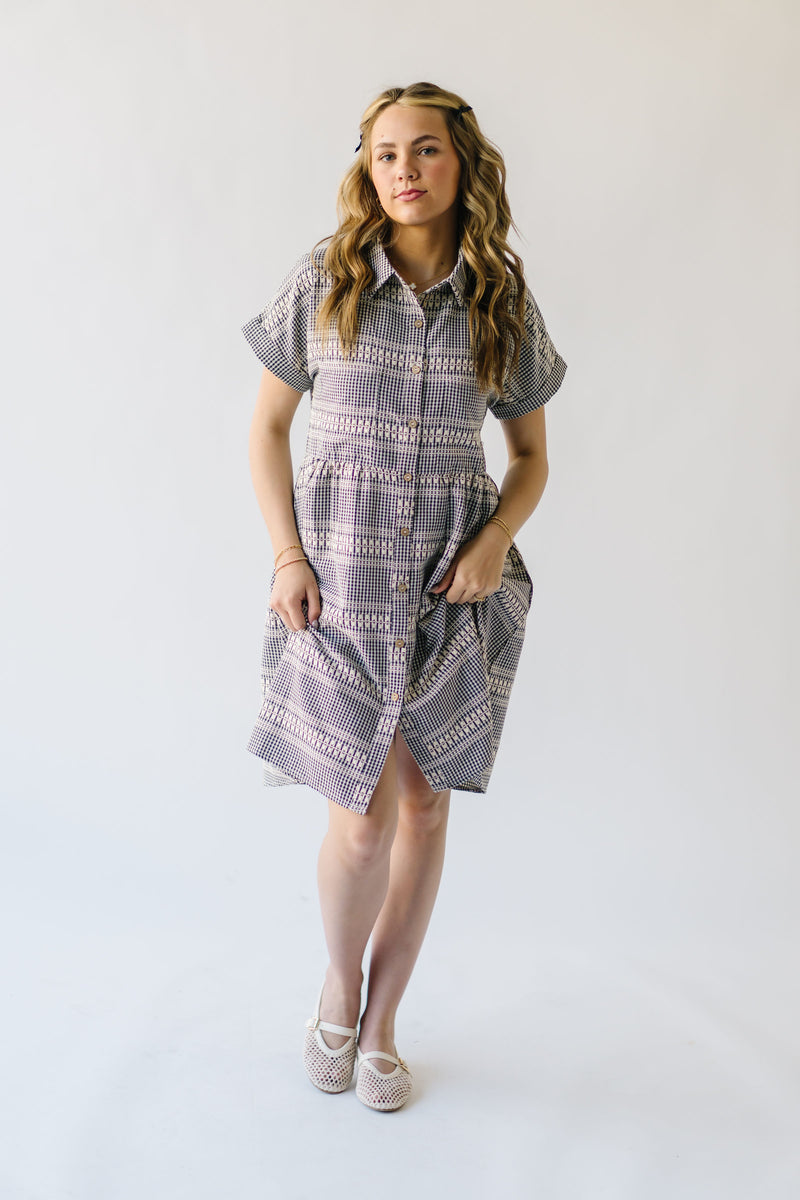 The Blanche Patterned Midi Dress in Gingham Check