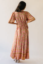The Robbi Floral Patterned Button Maxi Dress in Vintage Rose