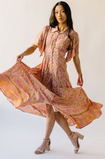 The Robbi Floral Patterned Button Maxi Dress in Vintage Rose