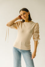 The Lavelle Ruched Sleeve Blouse in Sand