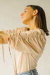 The Lavelle Ruched Sleeve Blouse in Sand