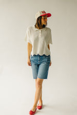 The Workman Scalloped Detail Blouse in Off White