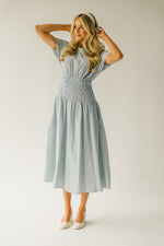 The Dearmon Gingham Smocked Detail Dress in Blue