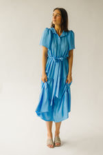 The Jorgensen Tiered Midi Dress in Dusty Blue