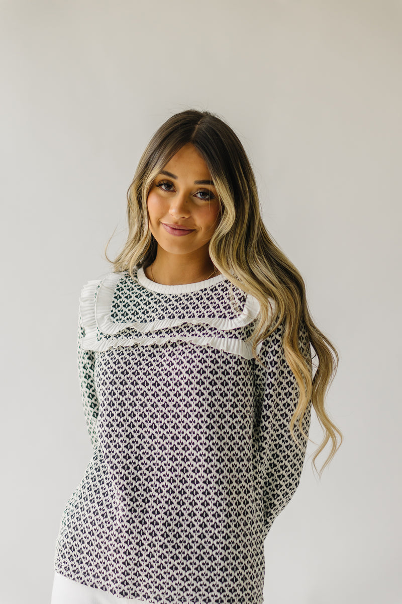 The Kensett Ruffle Trim Detail Blouse in Black