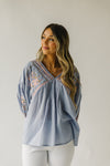 The Bindi Embroidered Blouse in Light Blue