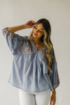 The Bindi Embroidered Blouse in Light Blue