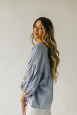 The Bindi Embroidered Blouse in Light Blue