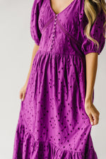 The Tandie Eyelet Detail Midi Dress in Magenta