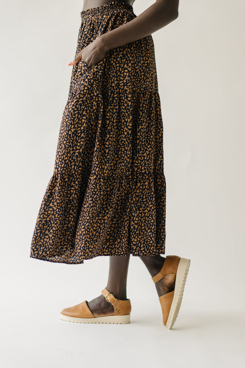 The Perez Tiered Maxi Skirt in Midnight