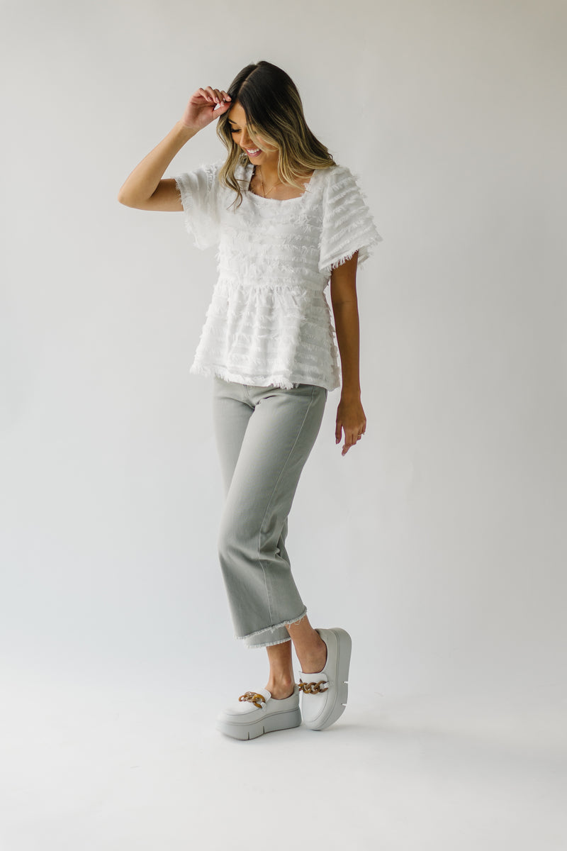 The Leona Textured Blouse in Ivory