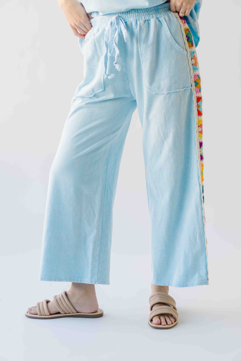 The Suzette Crochet Detail Pant in Sky