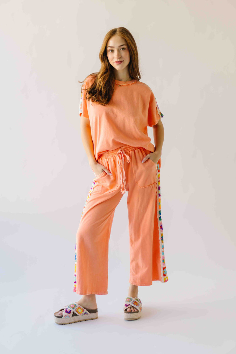 The Sally Crochet Detail Top in Papaya