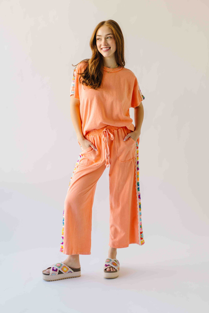 The Sally Crochet Detail Top in Papaya