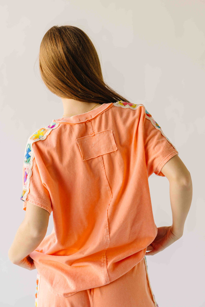 The Sally Crochet Detail Top in Papaya