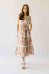 The Gendron Lace Trim Midi Dress in Taupe