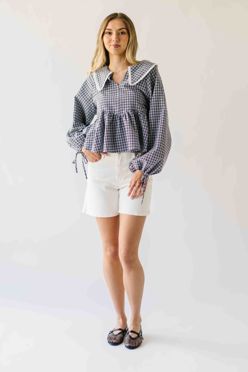 The Ritola Collared Blouse in Black Plaid