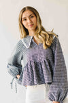 The Ritola Collared Blouse in Black Plaid
