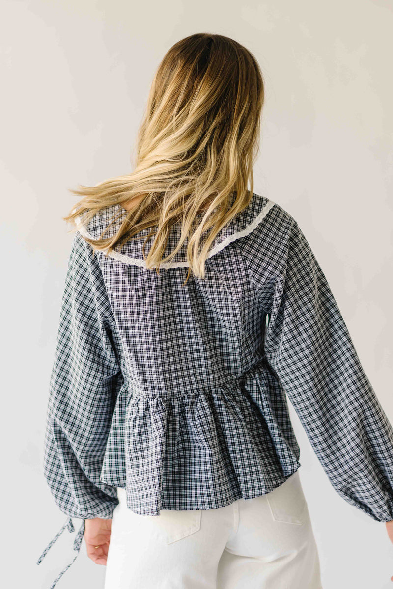 The Ritola Collared Blouse in Black Plaid