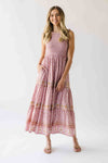 The Desiree Patterned Maxi Dress in Dusty Pink