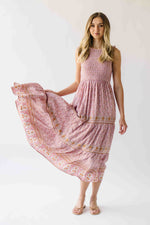 The Desiree Patterned Maxi Dress in Dusty Pink