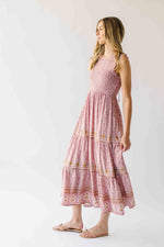 The Desiree Patterned Maxi Dress in Dusty Pink
